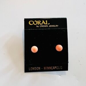 Gold-tone Genuine Pink Coral Round